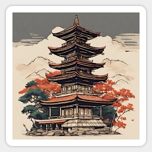 beautiful japanese pagoda art Sticker